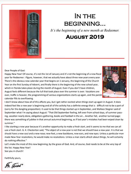 Did you receive your August 2019 “In The Beginning?”